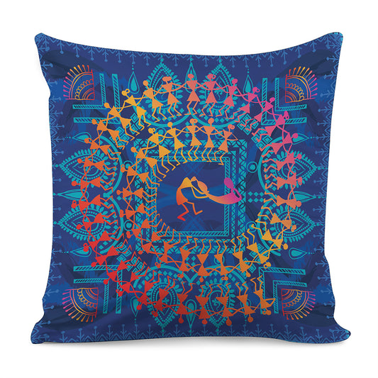 Ancient Indian Warli Tribal Print Pillow Cover