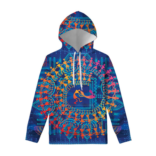 Ancient Indian Warli Tribal Print Pullover Hoodie