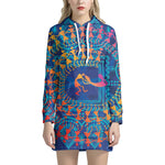 Ancient Indian Warli Tribal Print Pullover Hoodie Dress