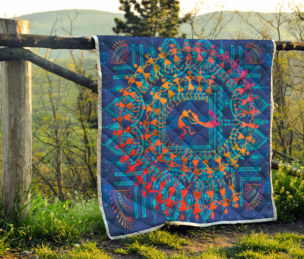 Ancient Indian Warli Tribal Print Quilt