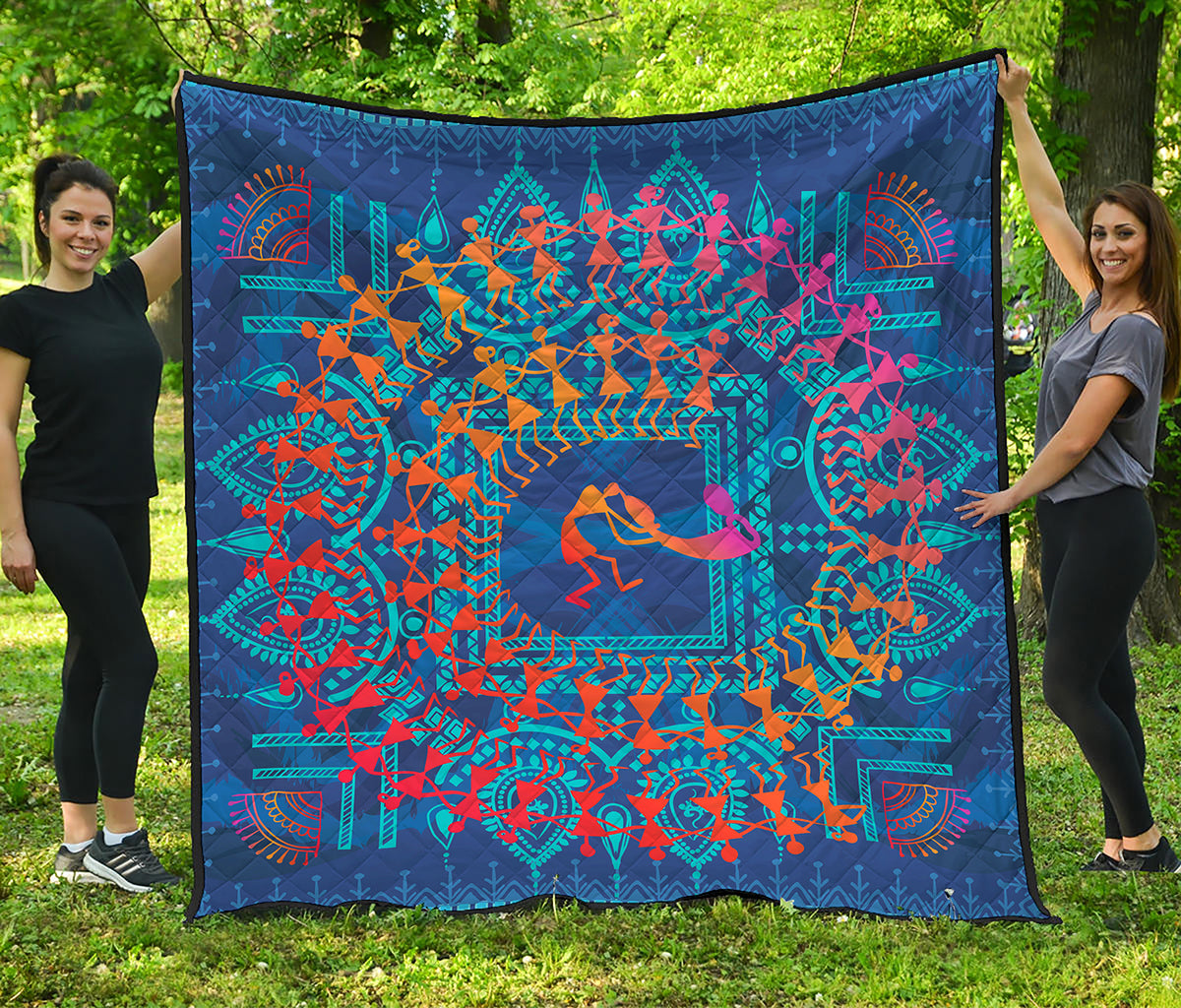 Ancient Indian Warli Tribal Print Quilt
