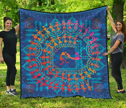 Ancient Indian Warli Tribal Print Quilt