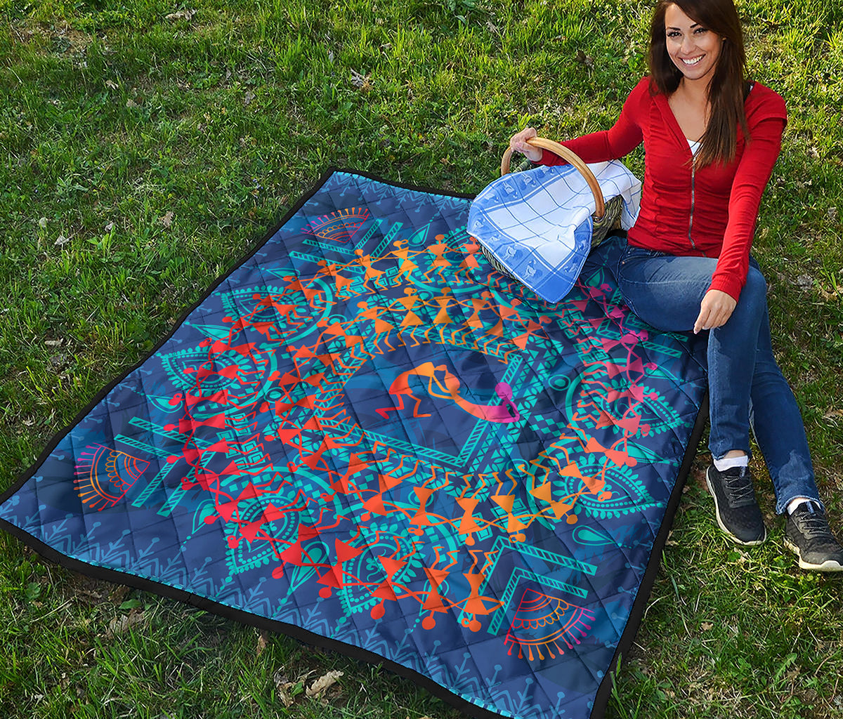 Ancient Indian Warli Tribal Print Quilt