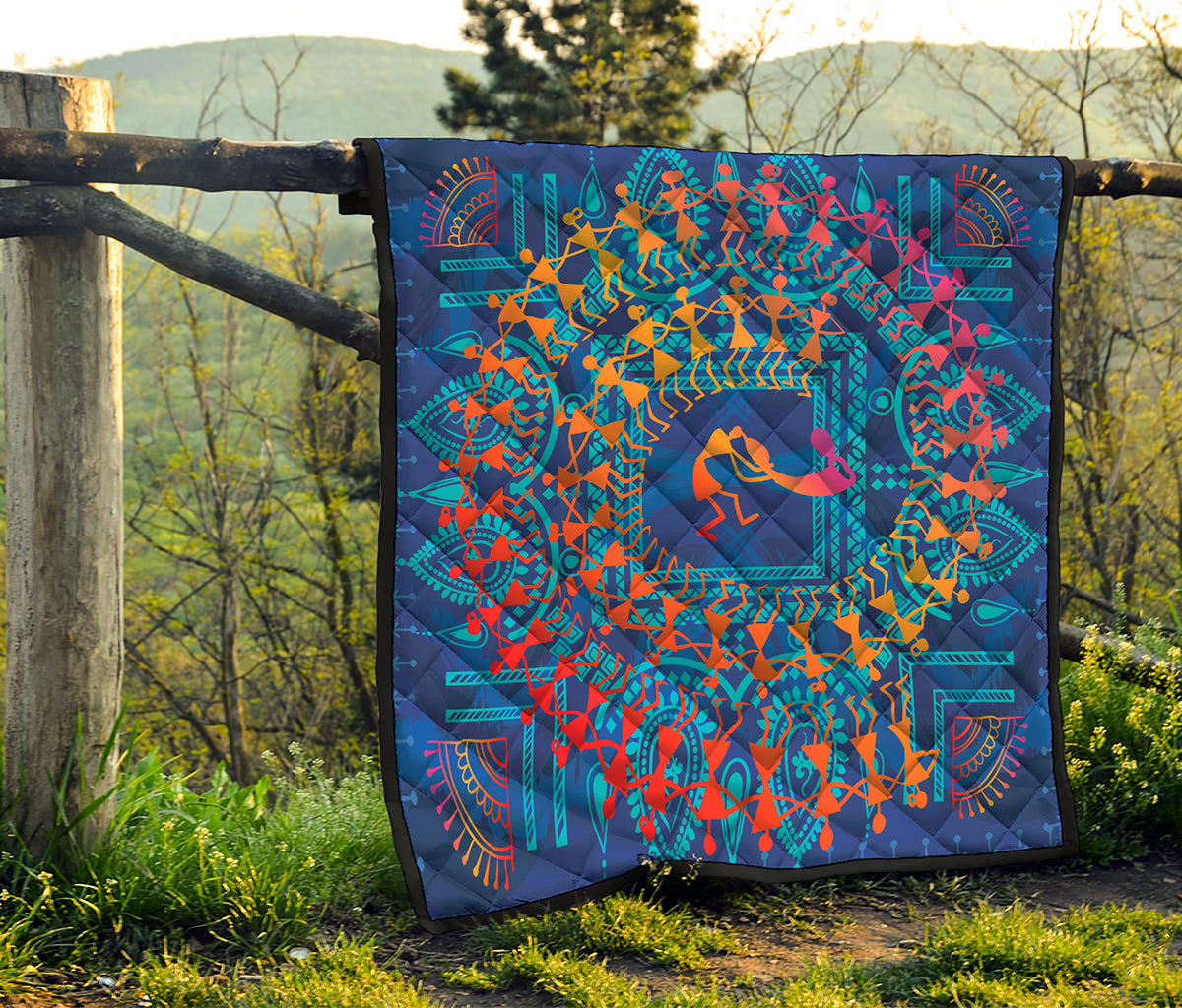 Ancient Indian Warli Tribal Print Quilt