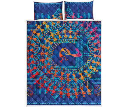 Ancient Indian Warli Tribal Print Quilt Bed Set
