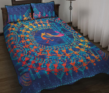 Ancient Indian Warli Tribal Print Quilt Bed Set