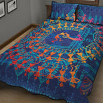 Ancient Indian Warli Tribal Print Quilt Bed Set
