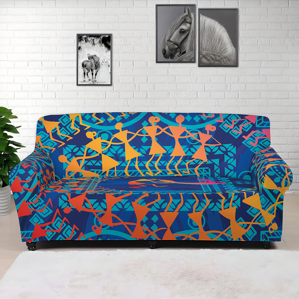 Ancient Indian Warli Tribal Print Sofa Cover