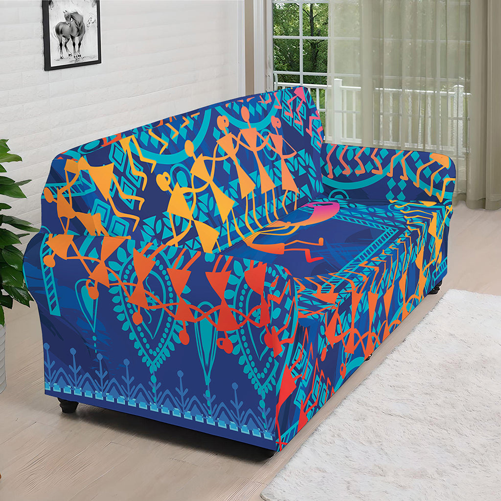 Ancient Indian Warli Tribal Print Sofa Cover