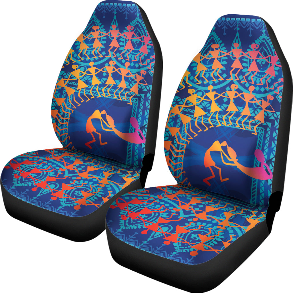 Ancient Indian Warli Tribal Print Universal Fit Car Seat Covers
