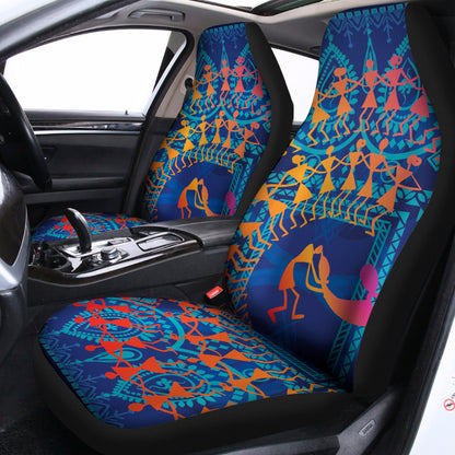 Ancient Indian Warli Tribal Print Universal Fit Car Seat Covers