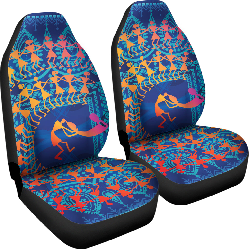 Ancient Indian Warli Tribal Print Universal Fit Car Seat Covers