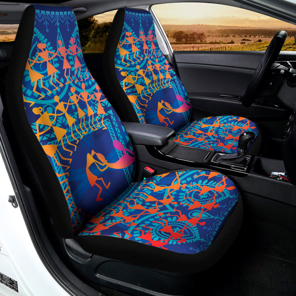 Ancient Indian Warli Tribal Print Universal Fit Car Seat Covers