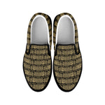Ancient Maya Pattern Print Black Slip On Shoes