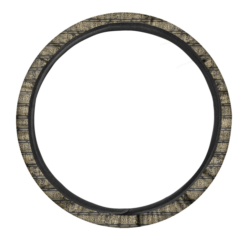 Ancient Maya Pattern Print Car Steering Wheel Cover