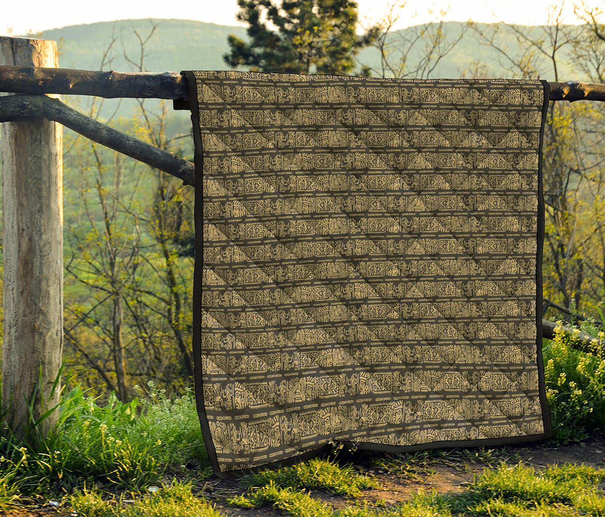 Ancient Maya Pattern Print Quilt