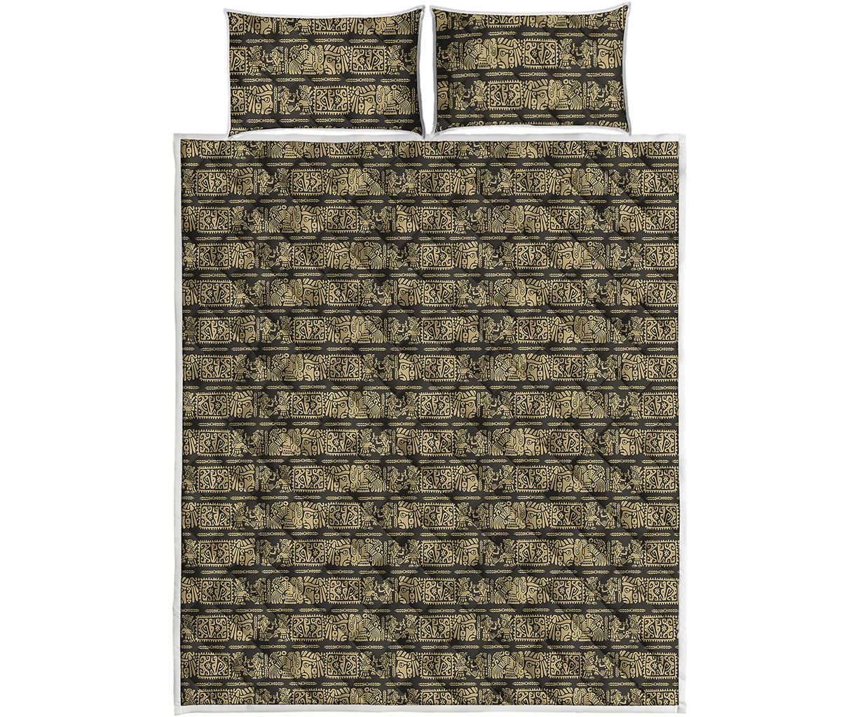 Ancient Maya Pattern Print Quilt Bed Set