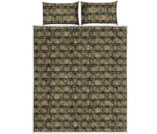 Ancient Maya Pattern Print Quilt Bed Set