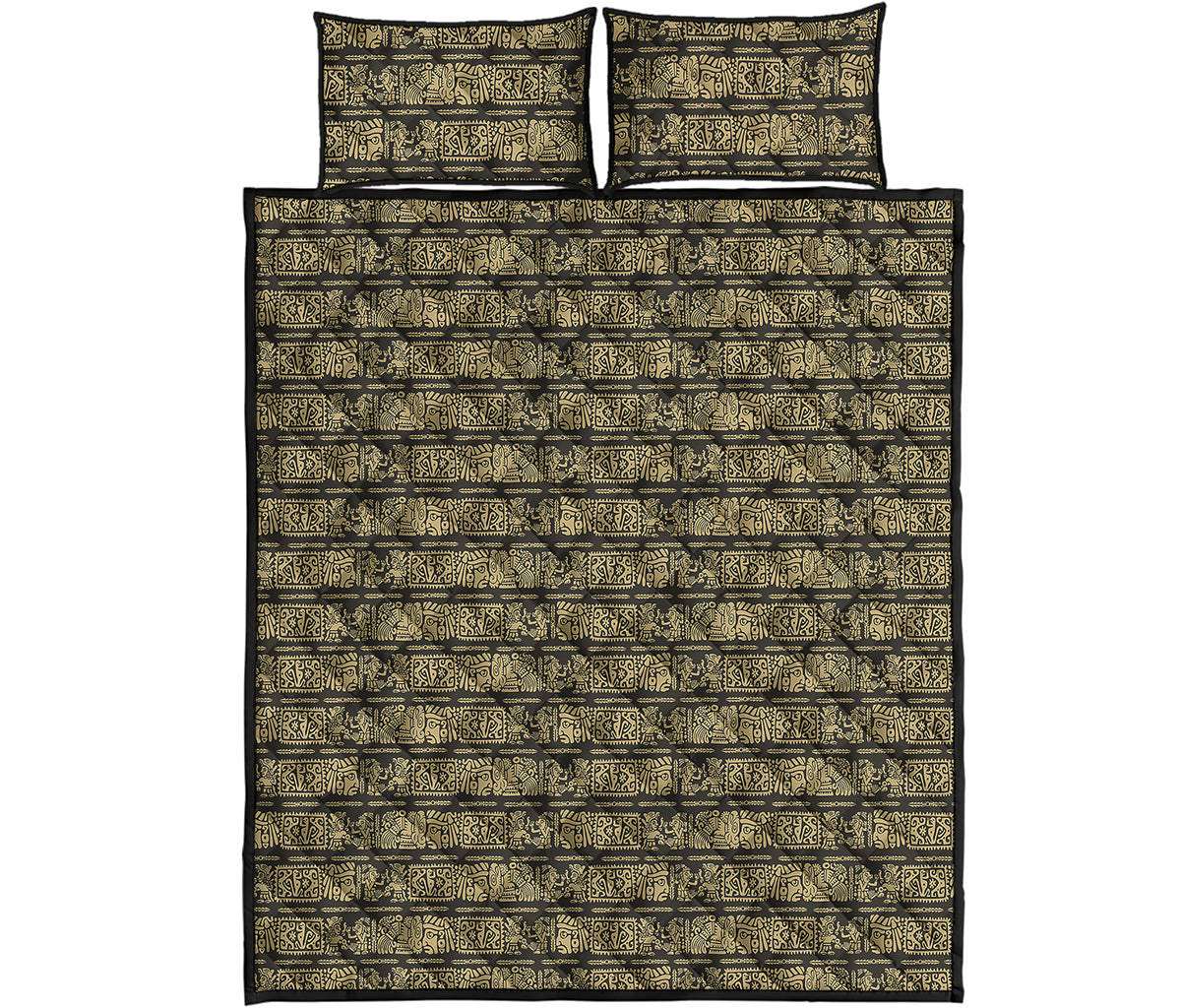 Ancient Maya Pattern Print Quilt Bed Set