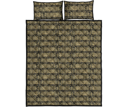 Ancient Maya Pattern Print Quilt Bed Set