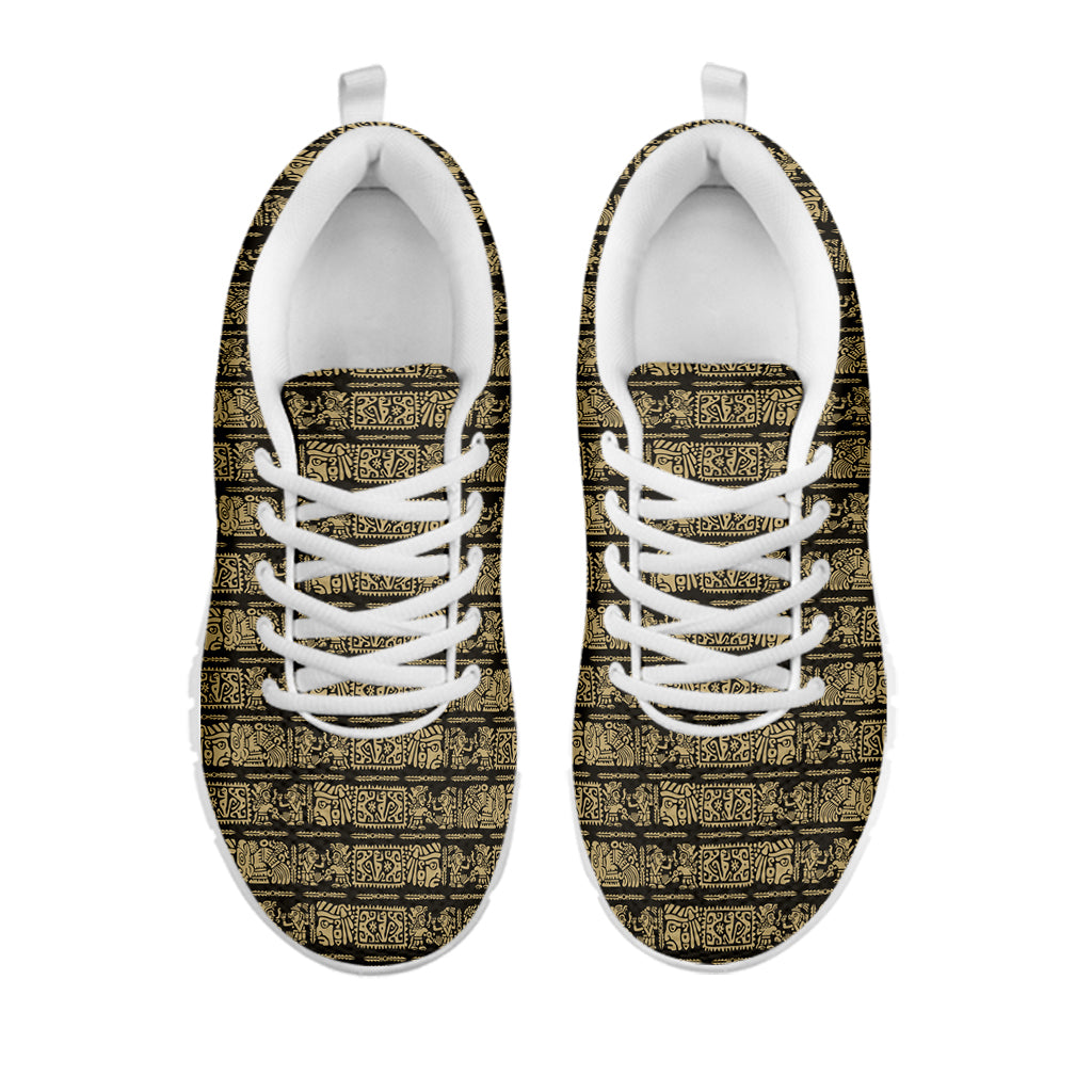 Ancient Maya Pattern Print White Sneakers