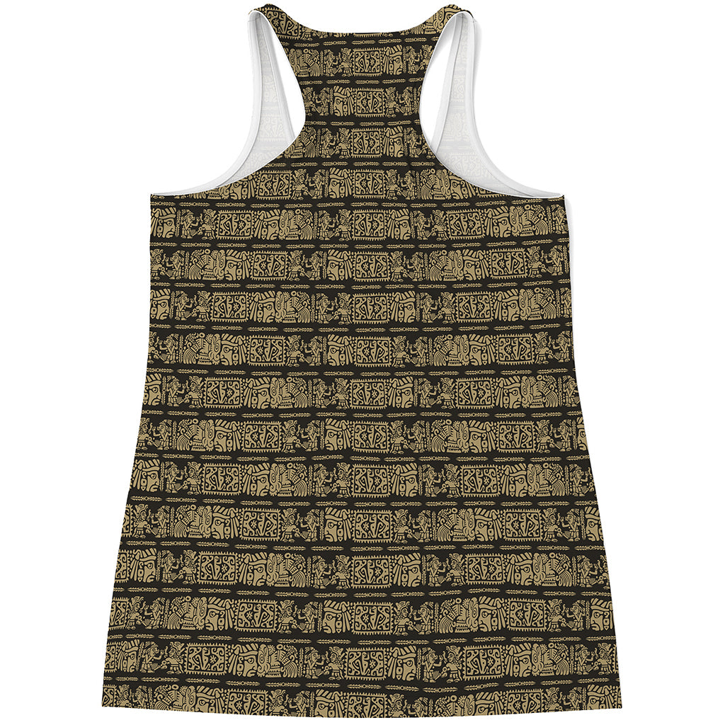 Ancient Maya Pattern Print Women's Racerback Tank Top