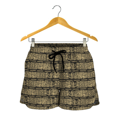 Ancient Maya Pattern Print Women's Shorts