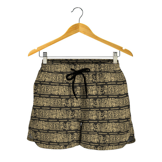 Ancient Maya Pattern Print Women's Shorts
