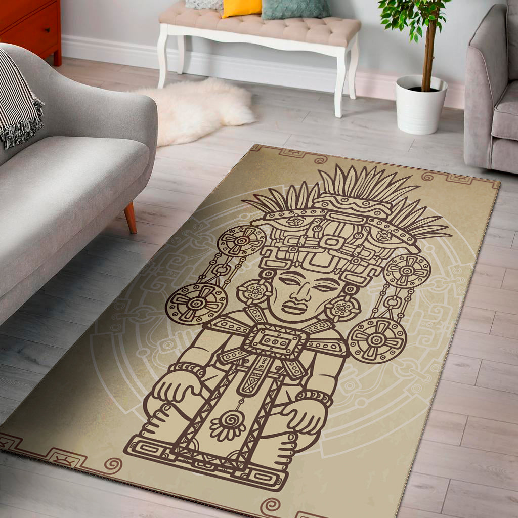 Ancient Mayan Statue Print Area Rug