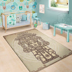 Ancient Mayan Statue Print Area Rug