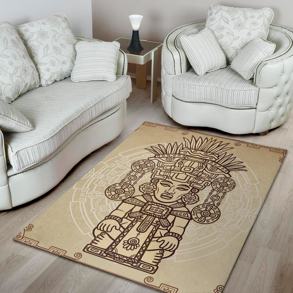 Ancient Mayan Statue Print Area Rug