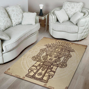 Ancient Mayan Statue Print Area Rug