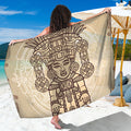 Ancient Mayan Statue Print Beach Sarong Wrap
