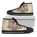 Ancient Mayan Statue Print Black High Top Sneakers