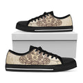 Ancient Mayan Statue Print Black Low Top Sneakers