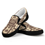 Ancient Mayan Statue Print Black Slip On Shoes