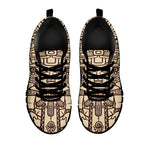 Ancient Mayan Statue Print Black Sneakers