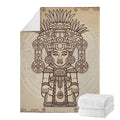 Ancient Mayan Statue Print Blanket