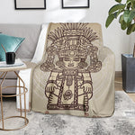 Ancient Mayan Statue Print Blanket