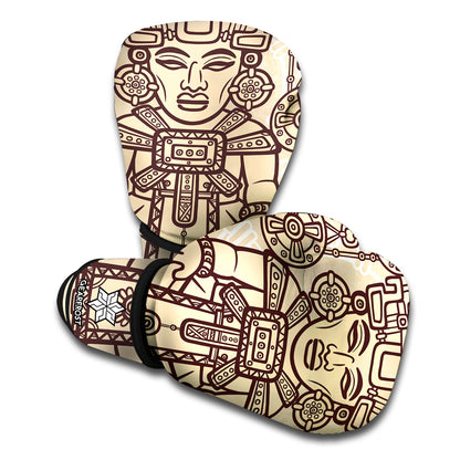 Ancient Mayan Statue Print Boxing Gloves