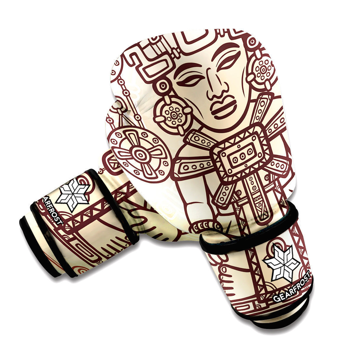 Ancient Mayan Statue Print Boxing Gloves
