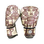 Ancient Mayan Statue Print Boxing Gloves