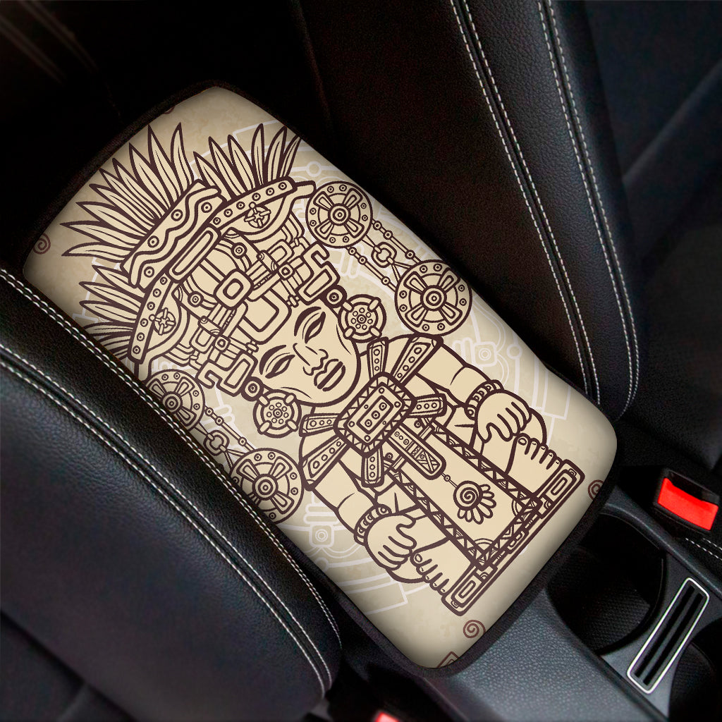 Ancient Mayan Statue Print Car Center Console Cover