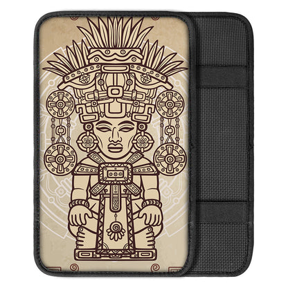 Ancient Mayan Statue Print Car Center Console Cover