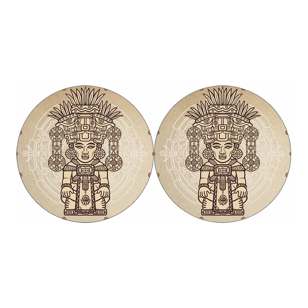 Ancient Mayan Statue Print Car Coasters