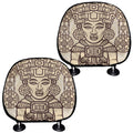 Ancient Mayan Statue Print Car Headrest Covers