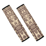Ancient Mayan Statue Print Car Seat Belt Covers