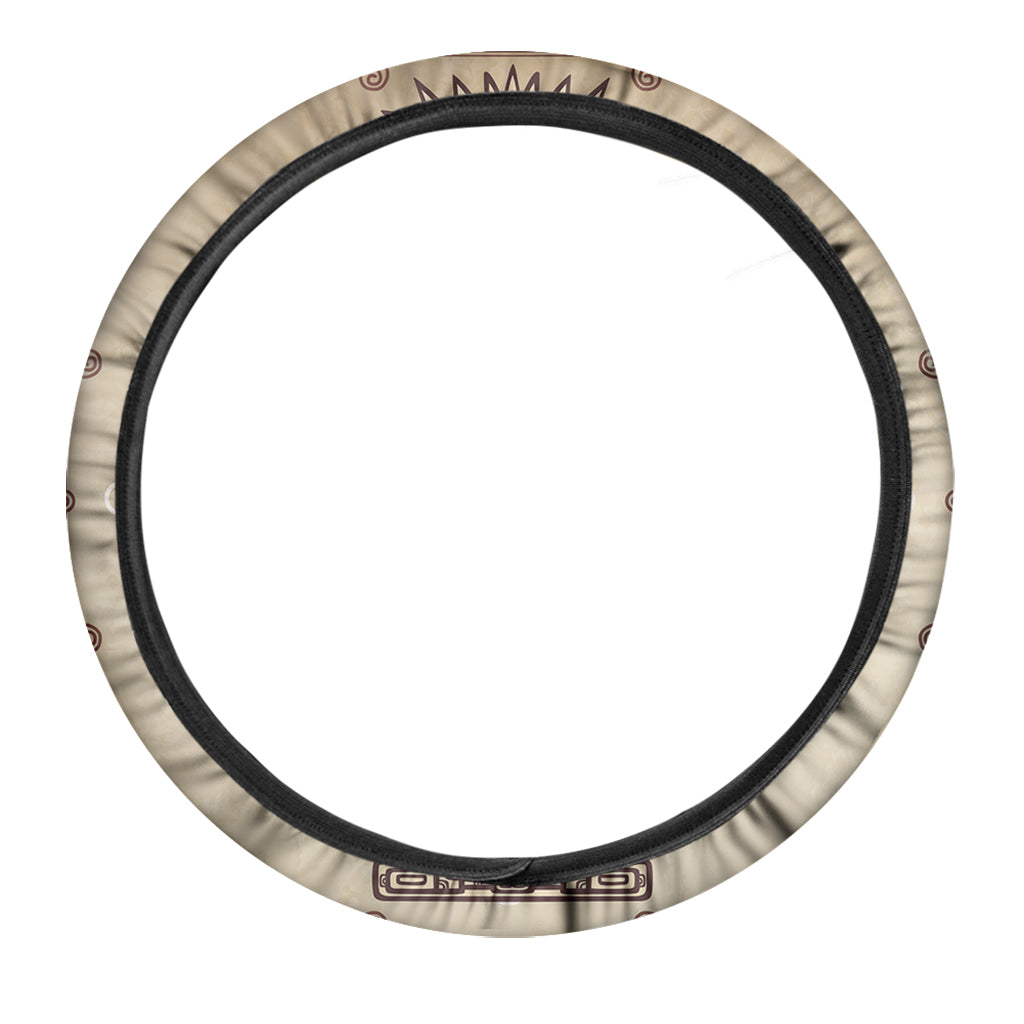 Ancient Mayan Statue Print Car Steering Wheel Cover