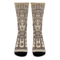 Ancient Mayan Statue Print Crew Socks
