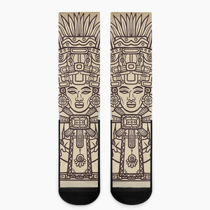 Ancient Mayan Statue Print Crew Socks